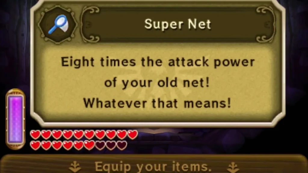 Super Net description box saying it has eight times the attack power of the old net