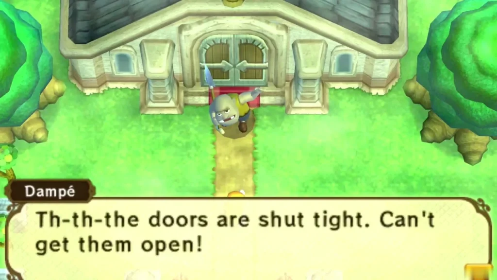 Dampe at the shut Sanctuary doors saying they are shut tight and cannot be opened Dampe at the shut Sanctuary doors saying they are shut tight and cannot be opened