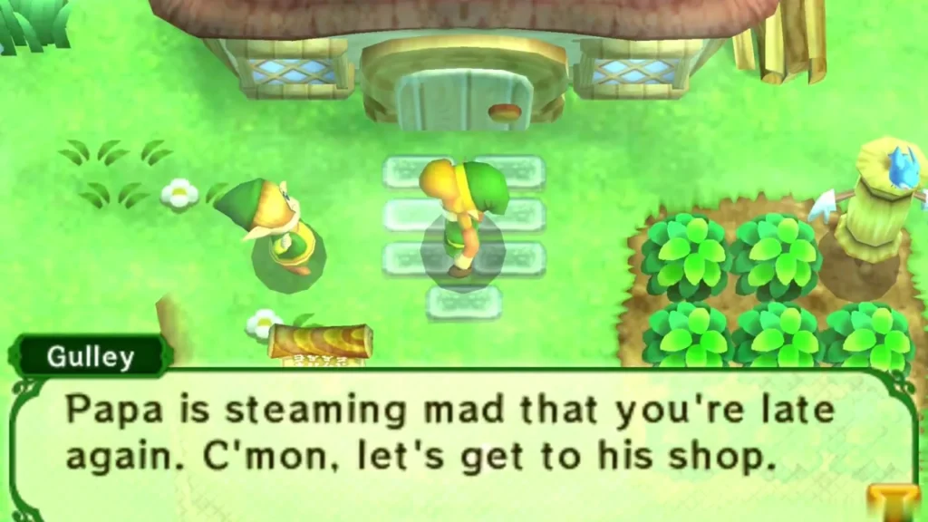 Gulley and Link outside the house, Gulley saying Papa is steaming mad Gulley and Link outside the house, Gulley saying Papa is steaming mad