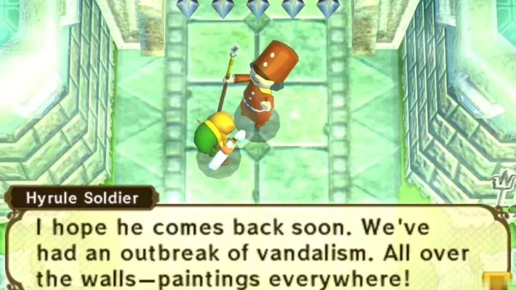 Hyrule Castle gate soldier complains of vandalism and paintings all over the castle walls Hyrule Castle gate soldier complains of vandalism and paintings all over the castle walls