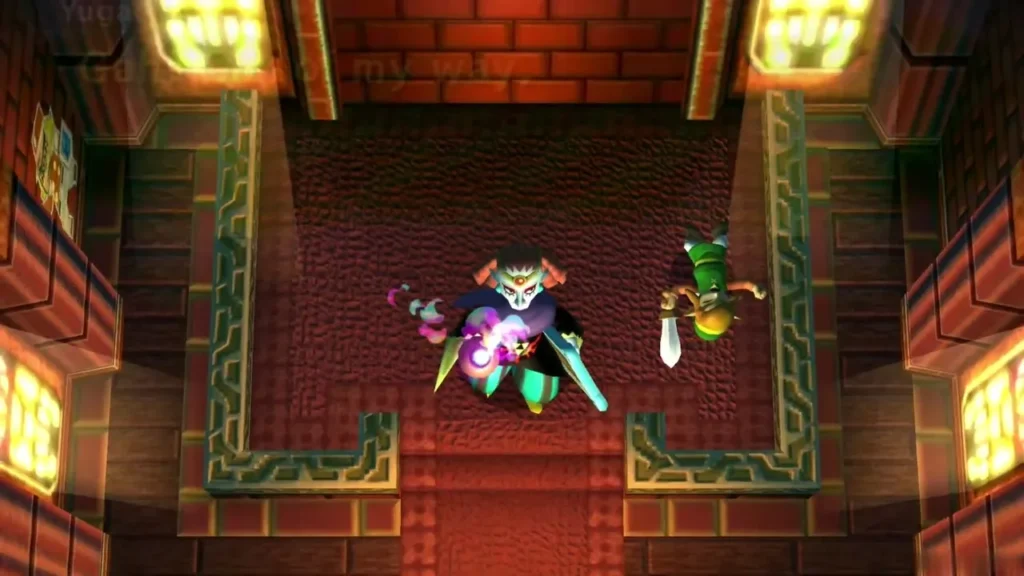 Yuga flying past Link in the Sanctuary after brushing him aside Yuga flying past Link in the Sanctuary after brushing him aside