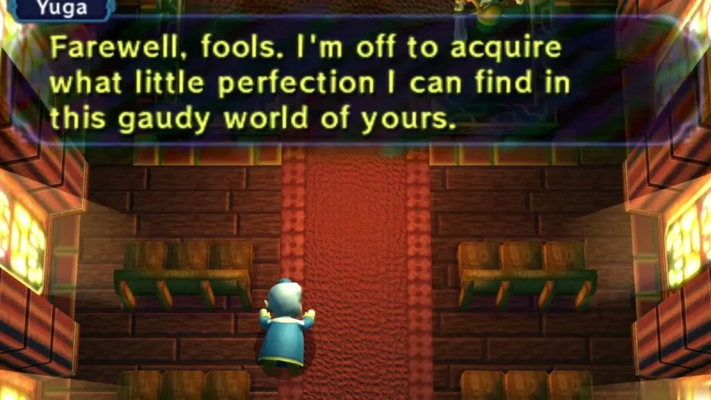 Yuga's farewell as he leaves the Sanctuary to seek perfection in Hyrule Yuga's farewell as he leaves the Sanctuary to seek perfection in Hyrule