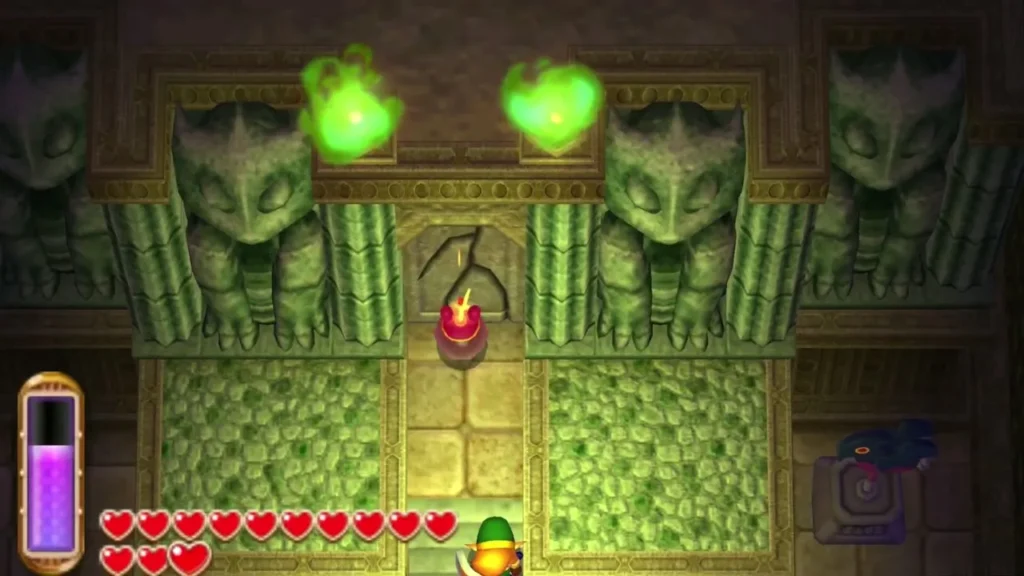 A lit Bomb sitting in front of the cracked door of the Dark Palace A lit Bomb sitting in front of the cracked door of the Dark Palace
