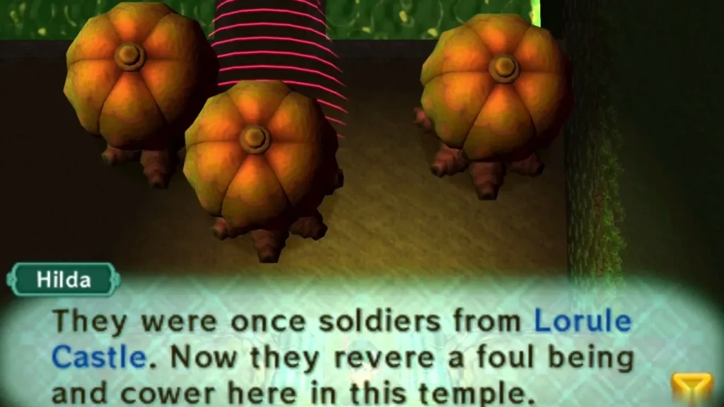 Hilda says the soldiers were once from Lorule Castle and now serve a foul being Hilda says the soldiers were once from Lorule Castle and now serve a foul being