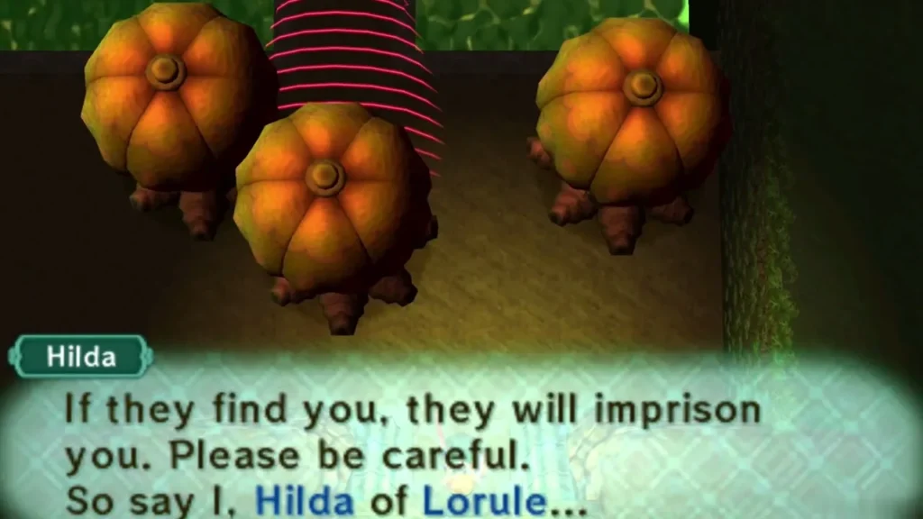 Hilda warns that the soldiers will imprison Link if they find him Hilda warns that the soldiers will imprison Link if they find him