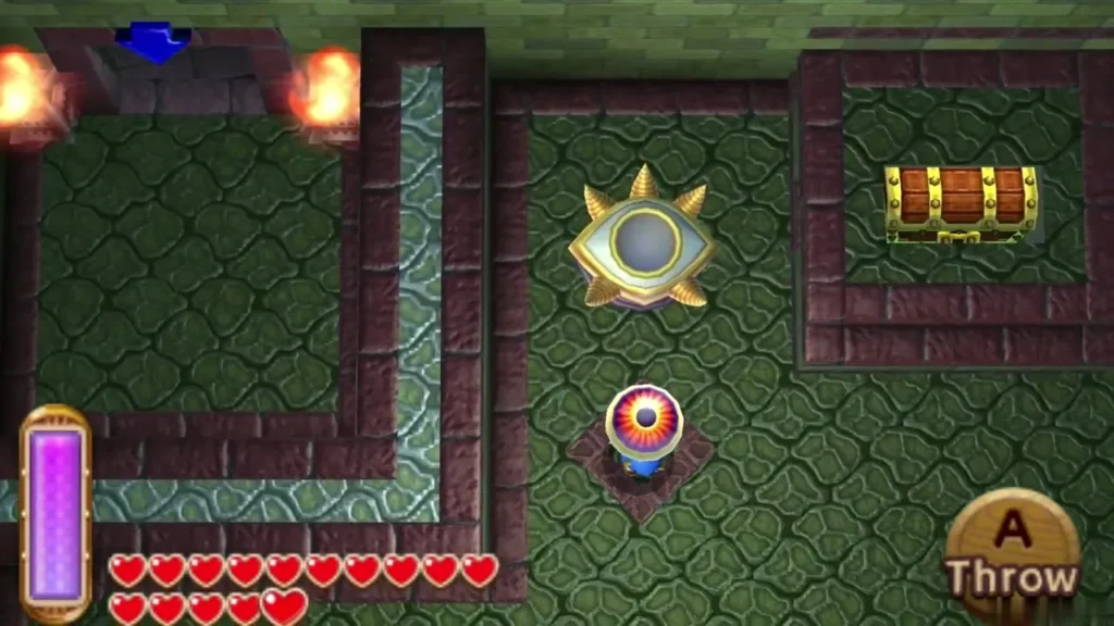 Link carrying an eyeball toward the empty eye socket in the Big Key chamber Link carrying an eyeball toward the empty eye socket in the Big Key chamber