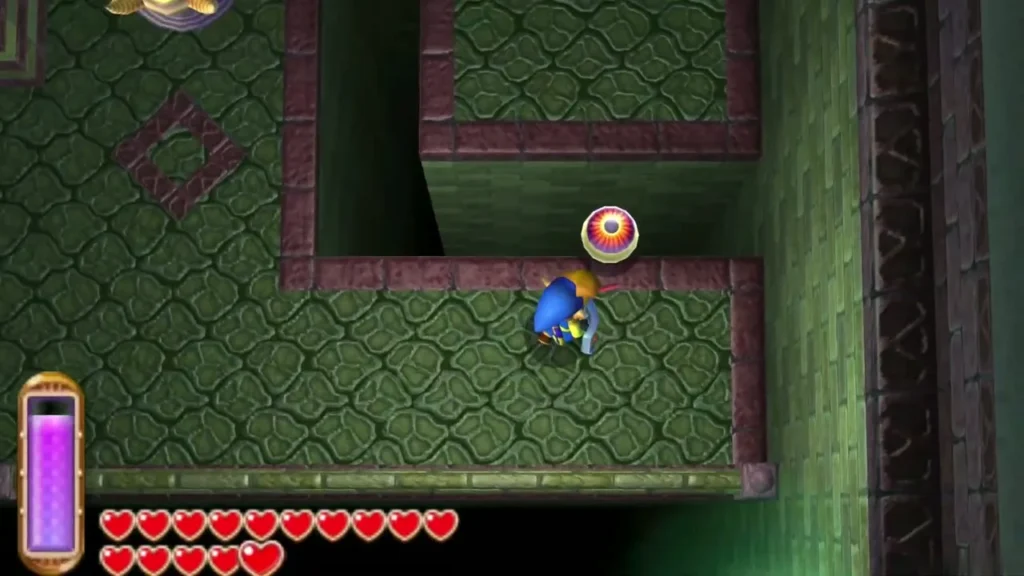 Link beside an eyeball lying on the floor of the B1 eyeball room in Skull Woods Link beside an eyeball lying on the floor of the B1 eyeball room in Skull Woods