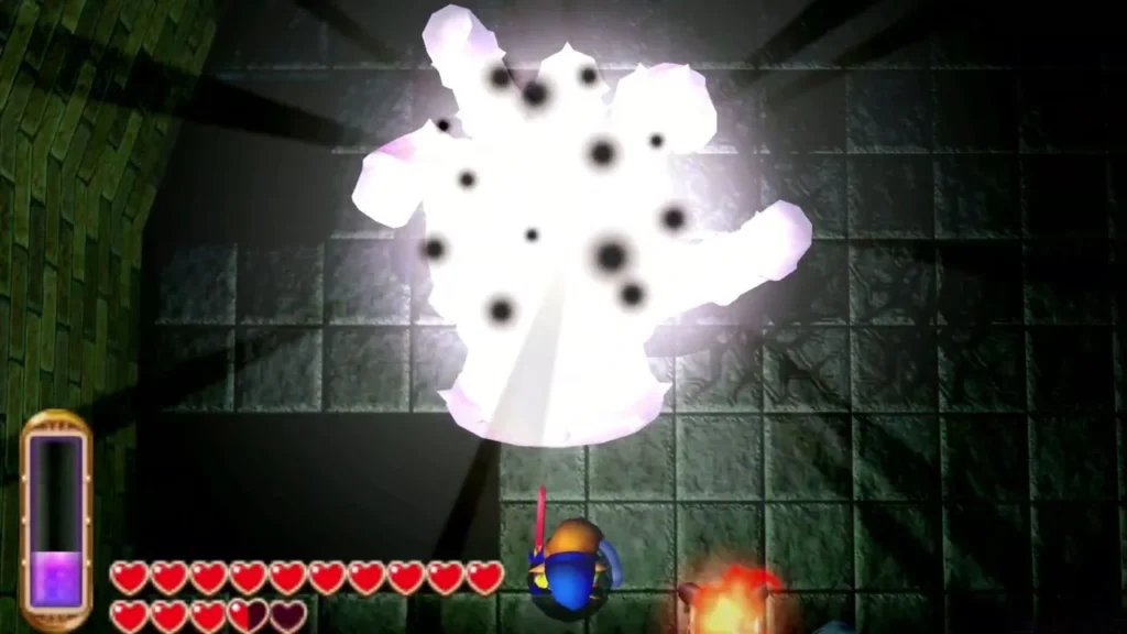 The Knucklemaster glove breaks into fragments in a white flash as it is defeated The Knucklemaster glove breaks into fragments in a white flash as it is defeated