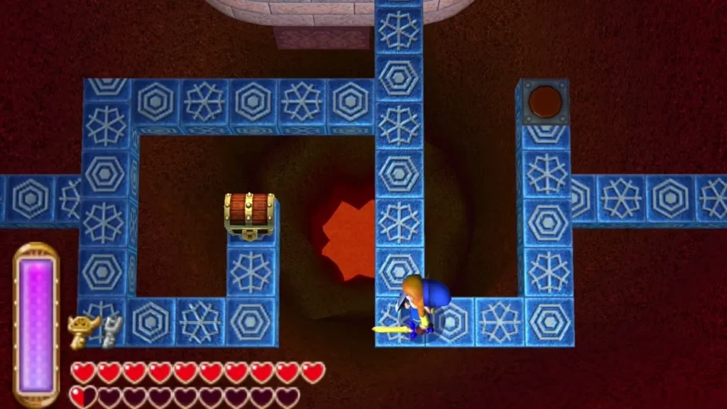 Closed chest sitting inside the ice lattice room on B4 with Link beside it Closed chest sitting inside the ice lattice room on B4 with Link beside it