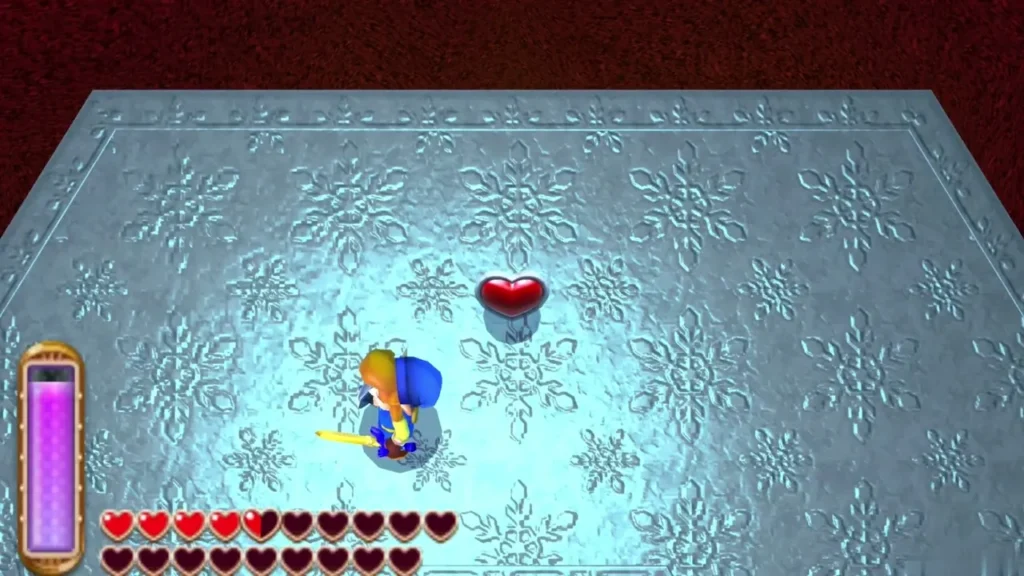 A Heart Container sits on the snowflake floor where Dharkstare was defeated A Heart Container sits on the snowflake floor where Dharkstare was defeated