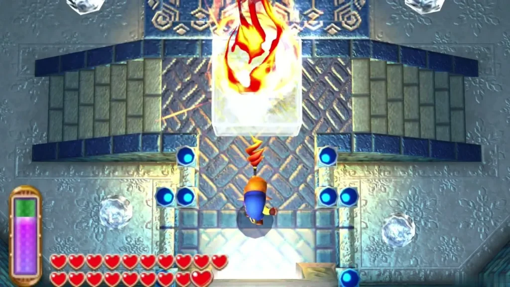 Fire Rod flame melting the large ice block in the Ice Ruins entrance room Fire Rod flame melting the large ice block in the Ice Ruins entrance room