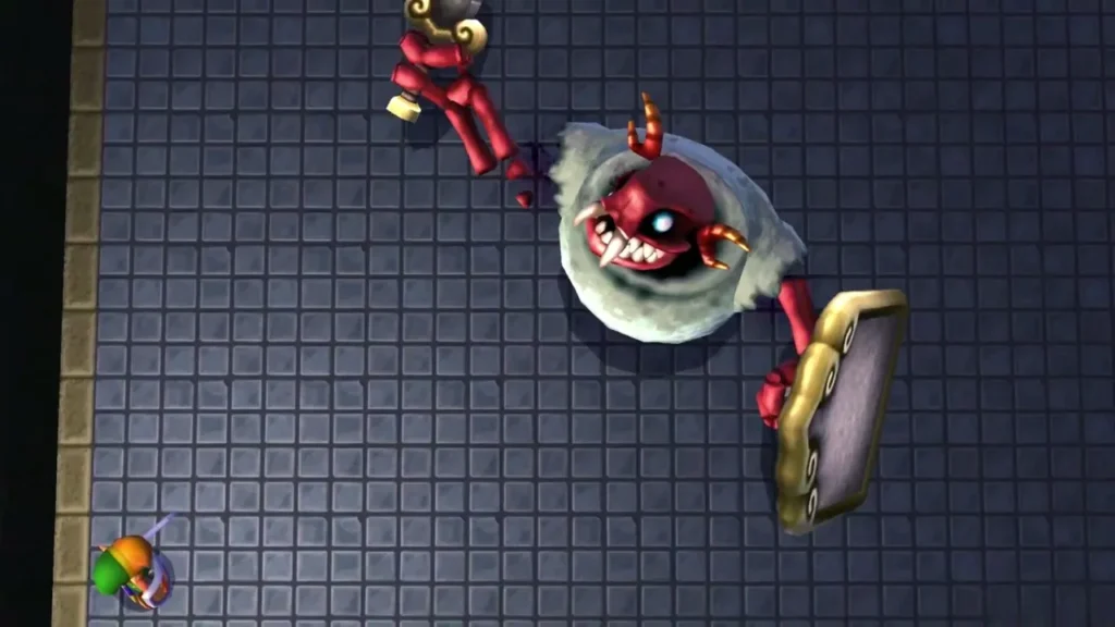 Stalblind raises his shield as Link walks up to him in the boss room Stalblind raises his shield as Link walks up to him in the boss room