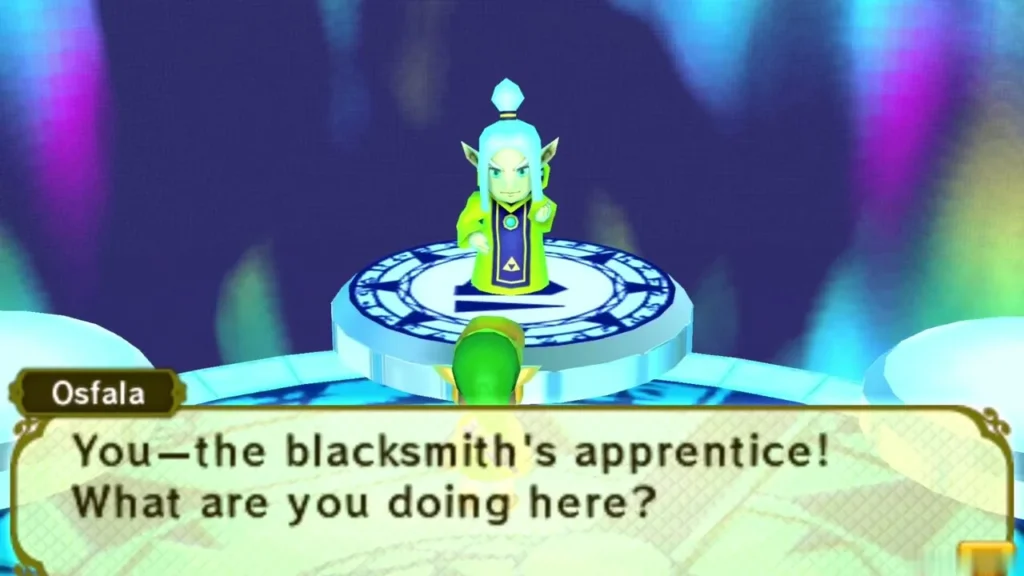 Osfala on his pedestal with the full line asking what the blacksmith's apprentice is doing here Osfala on his pedestal with the full line asking what the blacksmith's apprentice is doing here