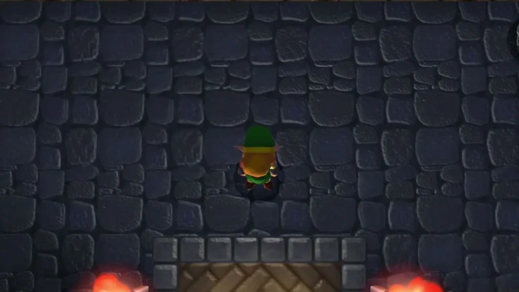 Link alone in the dark entrance hall after the Spear Boy leaves his post Link alone in the dark entrance hall after the Spear Boy leaves his post