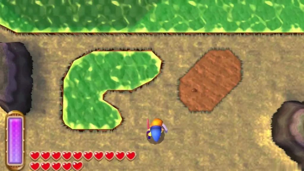 Link walking across the Lorule overworld toward the next destination Link walking across the Lorule overworld toward the next destination