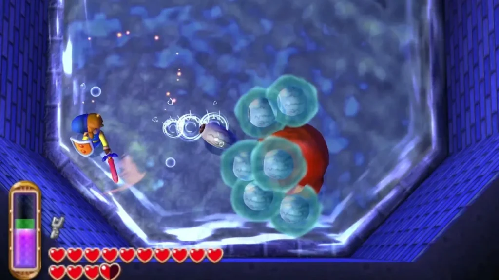 Link slashing at the eyeball cloud around Arrghus in the round pool Link slashing at the eyeball cloud around Arrghus in the round pool
