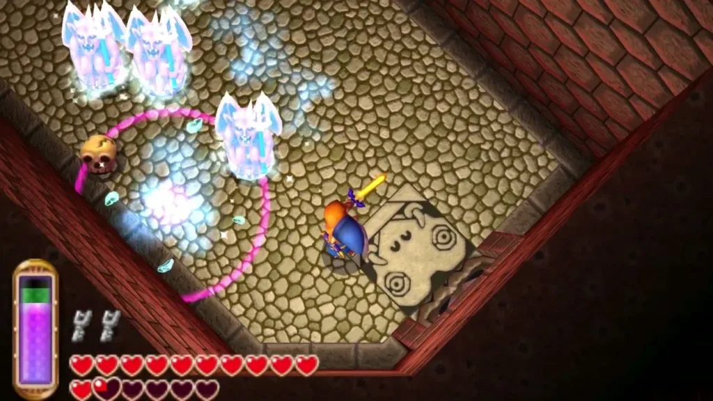Link using the Ice Rod on Fire Gimos, which are frozen solid Link using the Ice Rod on Fire Gimos, which are frozen solid
