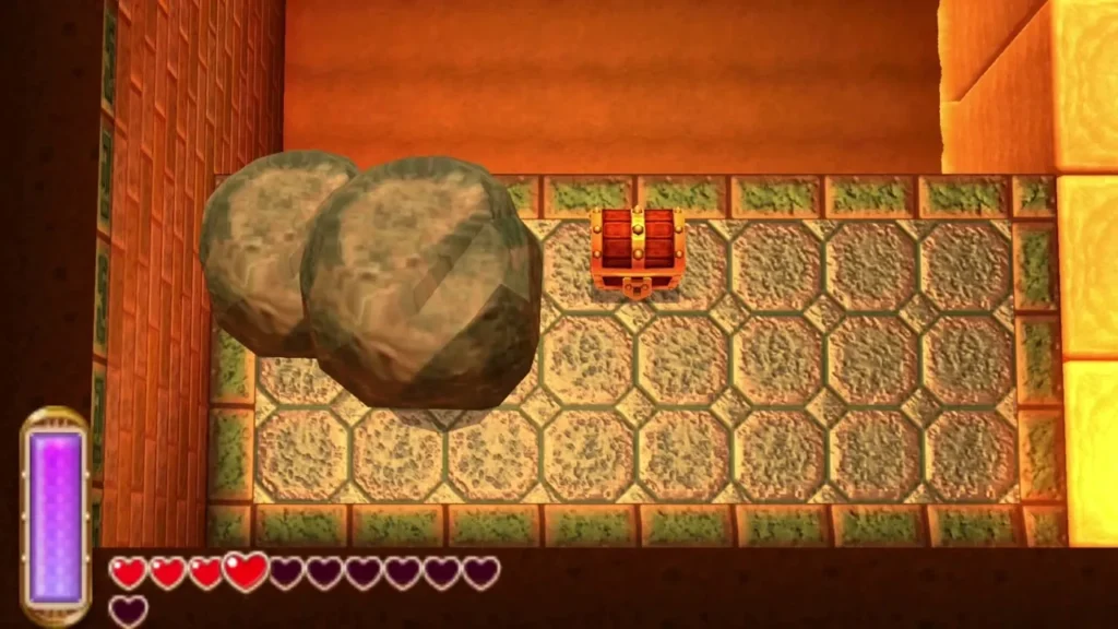 Two large boulders blocking the way to the Small Key chest Two large boulders blocking the way to the Small Key chest