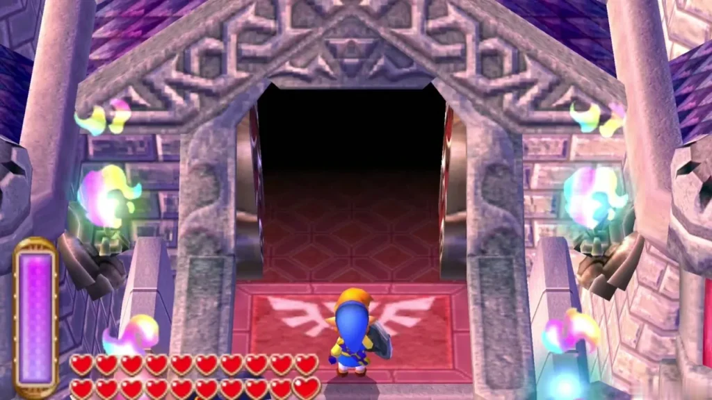 The castle gate standing open, revealing a dark passage inside The castle gate standing open, revealing a dark passage inside