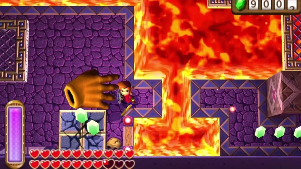 Golden Wallmaster hand reaching for Link in the lava room Golden Wallmaster hand reaching for Link in the lava room