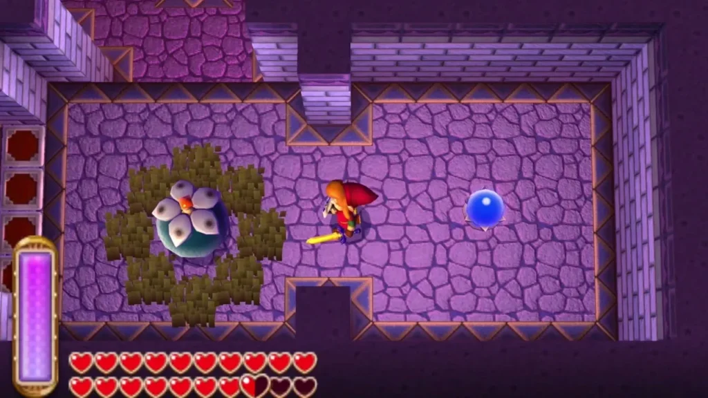 The Big Bomb Flower sitting in a bush beside Link on the Lorule Castle floor The Big Bomb Flower sitting in a bush beside Link on the Lorule Castle floor
