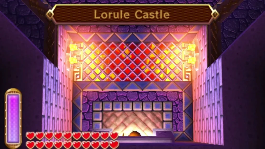 Lorule Castle title card over the castle entrance hall Lorule Castle title card over the castle entrance hall