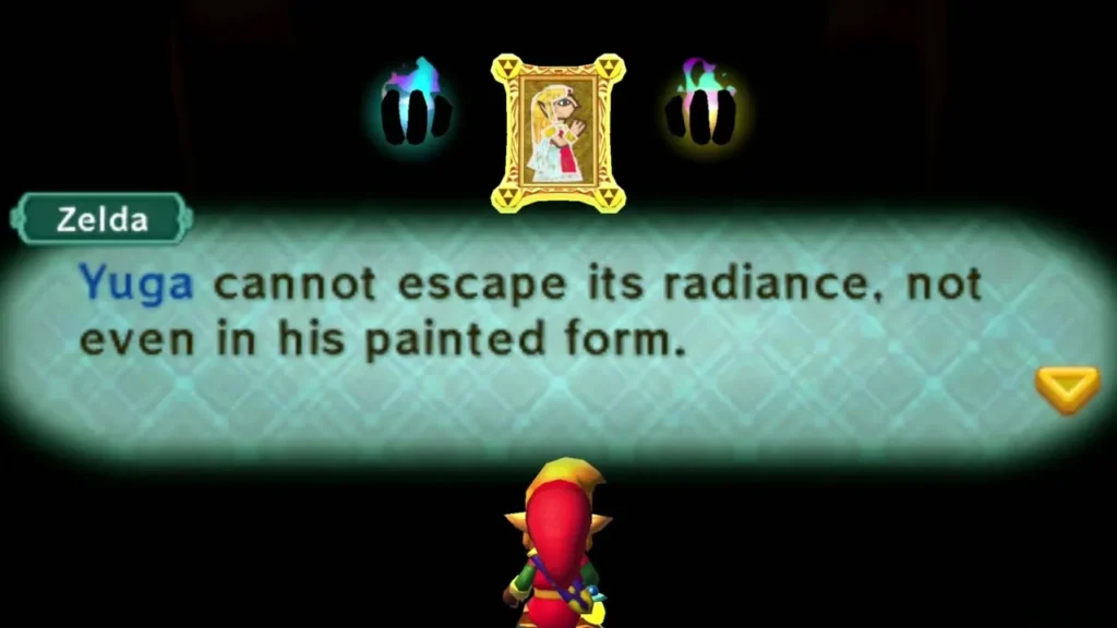 Zelda's message that Yuga cannot escape the bow's radiance, even as a painting Zelda's message that Yuga cannot escape the bow's radiance, even as a painting
