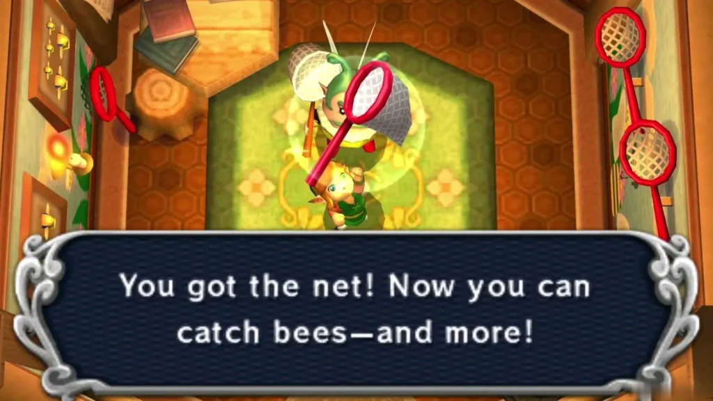 Link holds up the Net as the 'You got the net' message box appears Link holds up the Net as the 'You got the net' message box appears