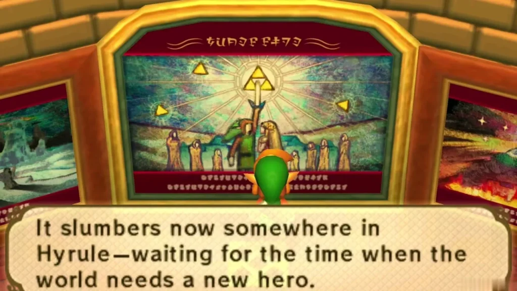 Last painting in the hall says the third Triforce piece slumbers somewhere in Hyrule Last painting in the hall says the third Triforce piece slumbers somewhere in Hyrule