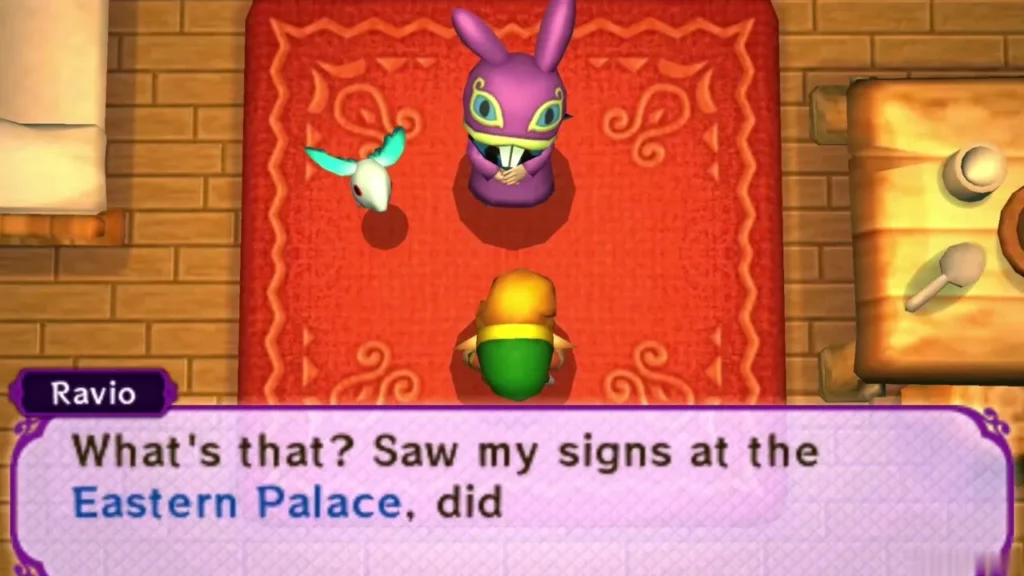 Ravio in Link's House asking whether Link saw his signs at the Eastern Palace Ravio in Link's House asking whether Link saw his signs at the Eastern Palace