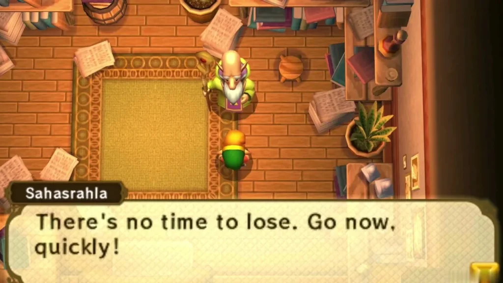 Sahasrahla in his house telling Link there is no time to lose Sahasrahla in his house telling Link there is no time to lose