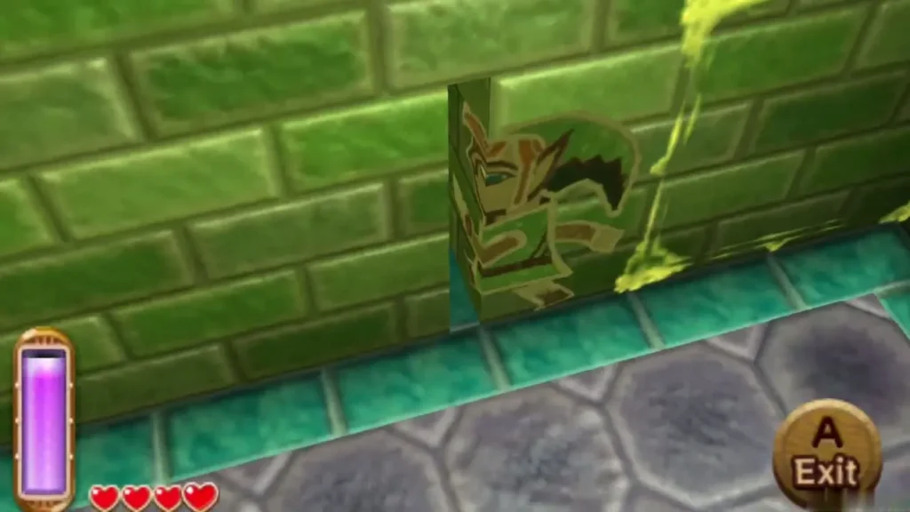 Link merged into the green palace wall next to the chest room floor Link merged into the green palace wall next to the chest room floor