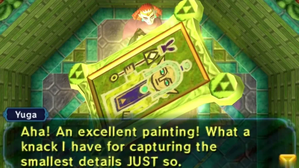 Link's likeness shown as a painting after Yuga's spell in the Eastern Palace Link's likeness shown as a painting after Yuga's spell in the Eastern Palace