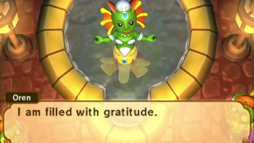 Queen Oren, back to normal, thanks Link from inside her pool Queen Oren, back to normal, thanks Link from inside her pool