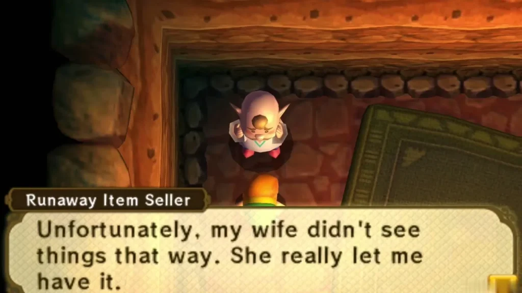 The Runaway Item Seller hiding in his cave, complaining that his wife really let him have it The Runaway Item Seller hiding in his cave, complaining that his wife really let him have it