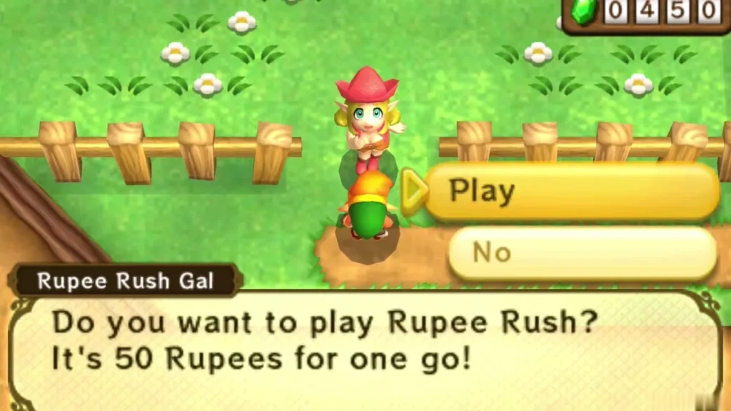 Rupee Rush Gal asking Link whether he wants to play for 50 Rupees Rupee Rush Gal asking Link whether he wants to play for 50 Rupees