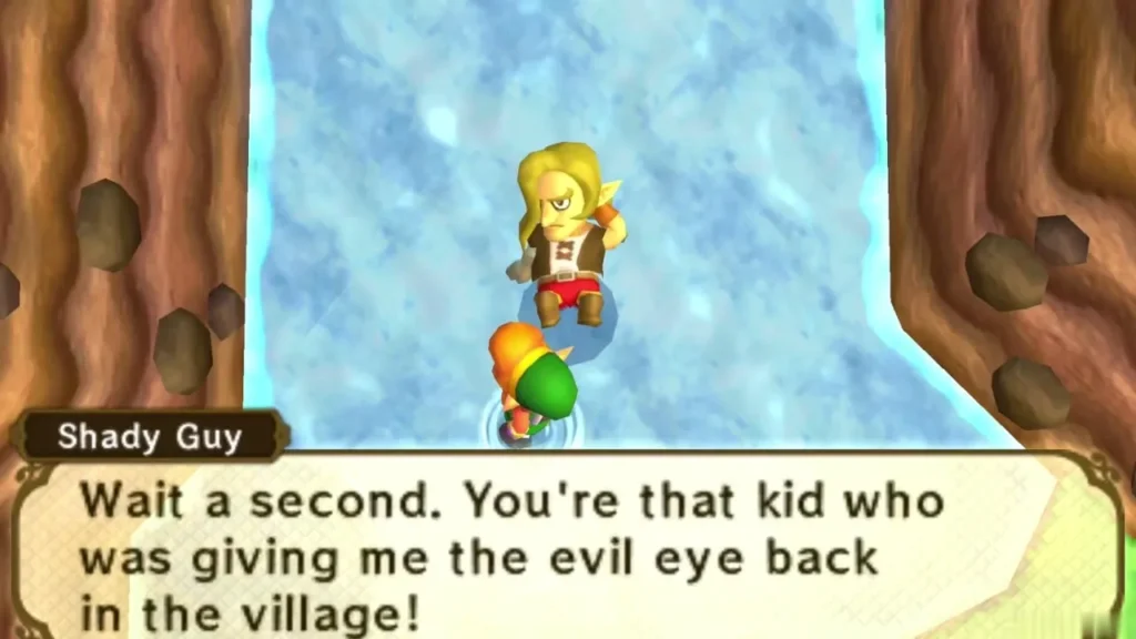 Shady Guy standing in the river speaking to Link Shady Guy standing in the river speaking to Link