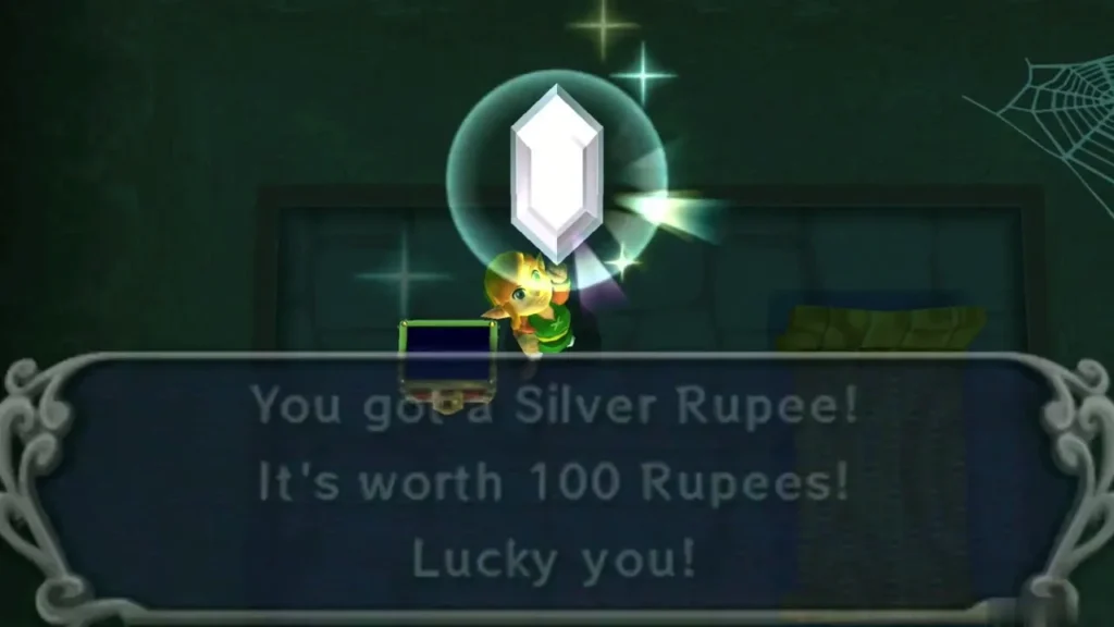 Silver Rupee box after opening the storeroom chest, worth 100 Rupees Silver Rupee box after opening the storeroom chest, worth 100 Rupees