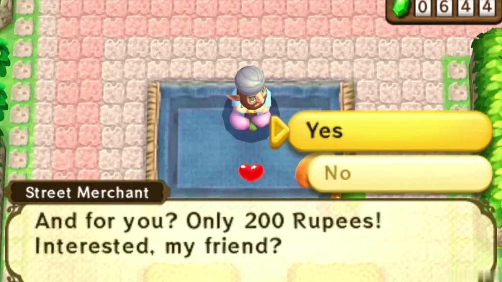 Street Merchant asks if Link is interested in the Smooth Gem for 200 Rupees Street Merchant asks if Link is interested in the Smooth Gem for 200 Rupees