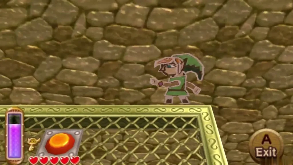 Link merged into the wall above a floor button by the locked door Link merged into the wall above a floor button by the locked door