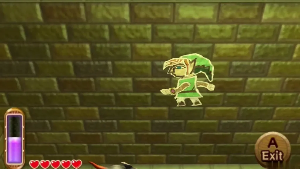 Link merged into a flat dungeon wall as a painting Link merged into a flat dungeon wall as a painting