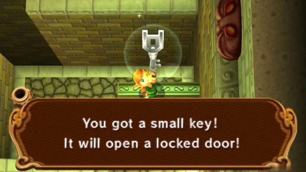 Link holding up the second Small Key under the You got a small key box Link holding up the second Small Key under the You got a small key box