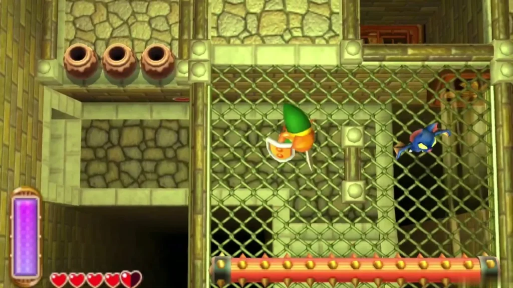 Spiked roller rolling along a caged corridor on the second floor Spiked roller rolling along a caged corridor on the second floor