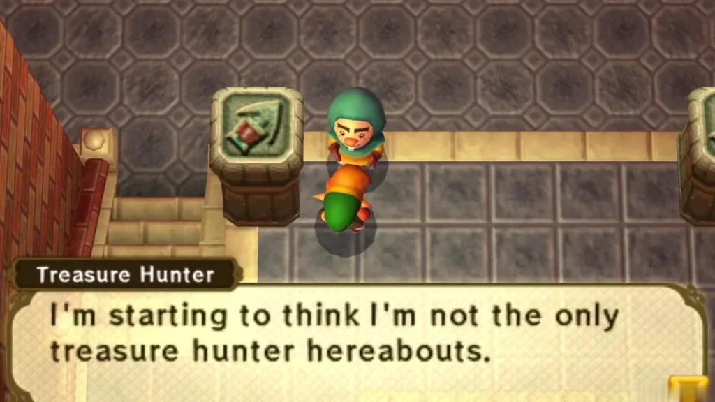 The Treasure Hunter speaking to Link inside the cave The Treasure Hunter speaking to Link inside the cave