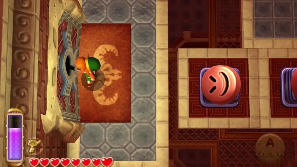 Link at the huge dungeon door before the boss room Link at the huge dungeon door before the boss room