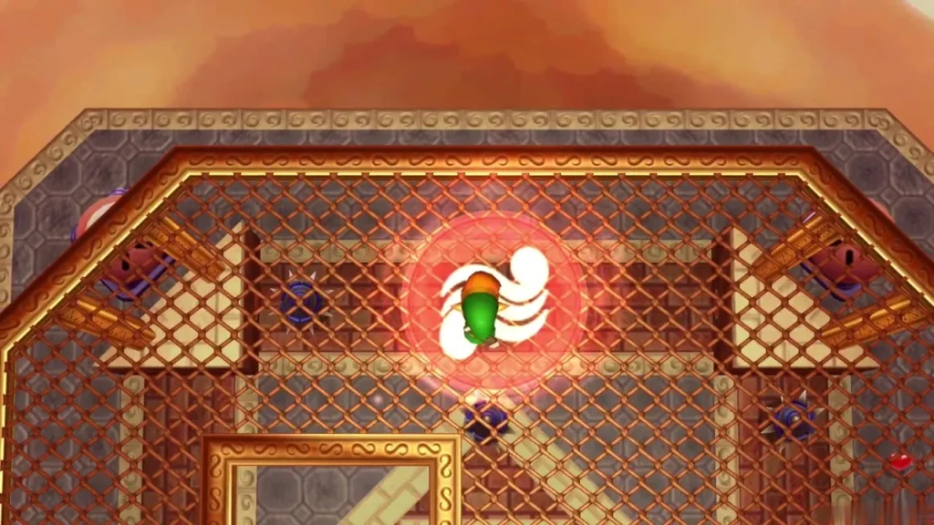 Link at the north pedestal, surrounded by a red glow as he takes the Pendant of Power Link at the north pedestal, surrounded by a red glow as he takes the Pendant of Power
