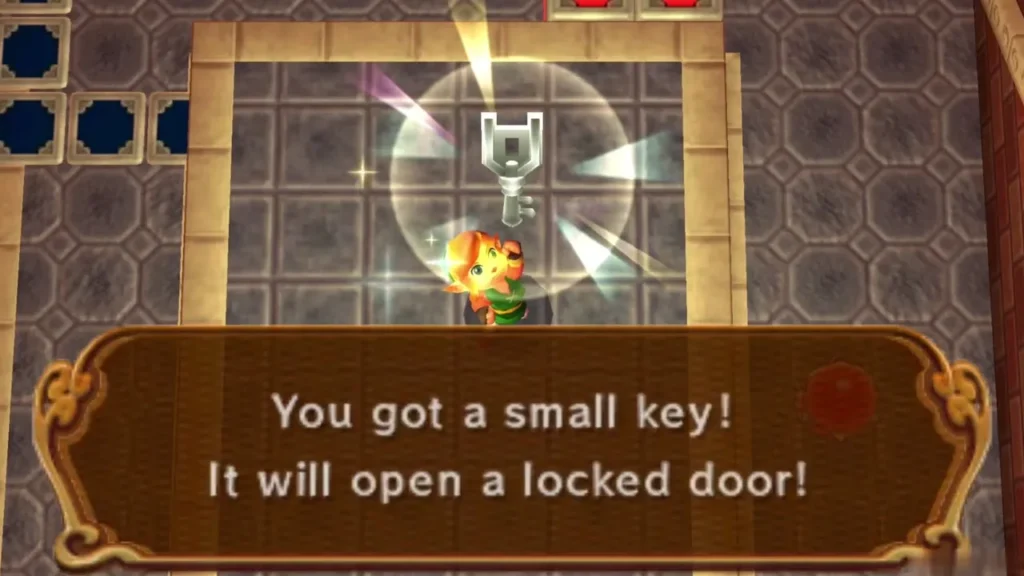 Link holding up a Small Key under the 'You got a small key!' message box Link holding up a Small Key under the 'You got a small key!' message box