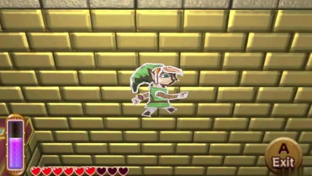 Link merged into the golden brick wall of the third-floor room