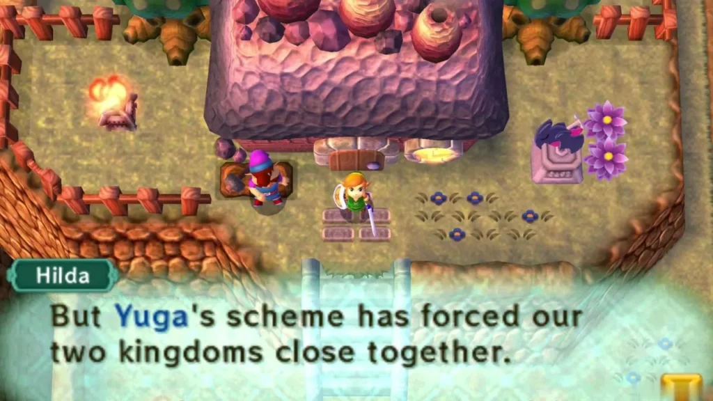Hilda speaks to Link outside, saying Yuga's scheme has forced the two kingdoms close together