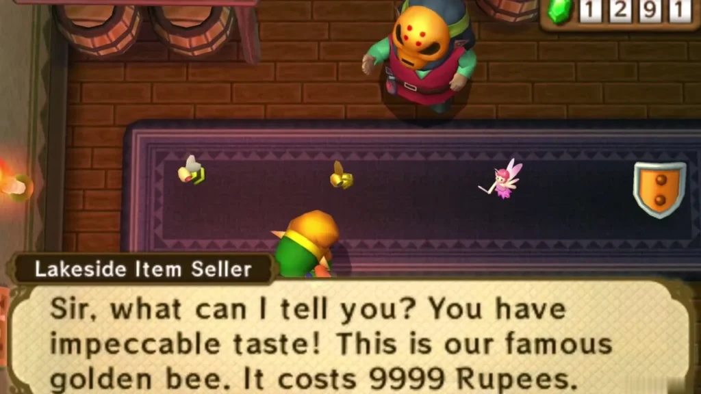 Lakeside Item Seller says his Golden Bee costs 9999 Rupees in the message box